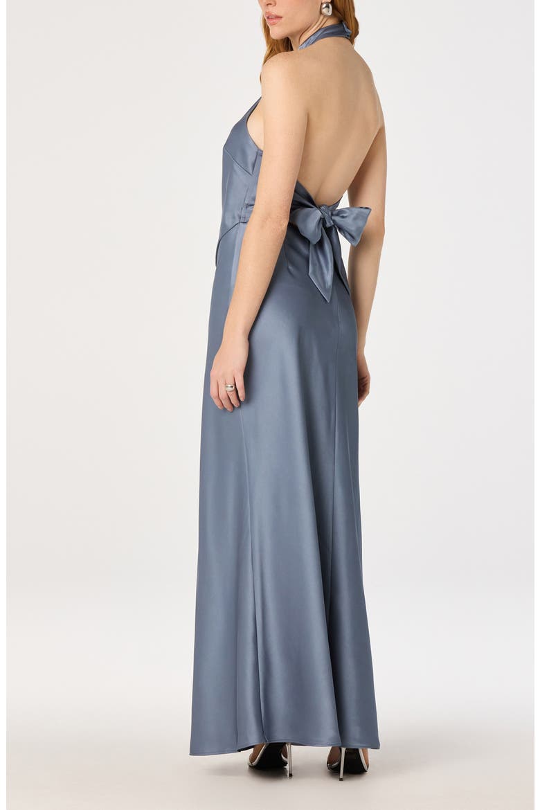 Viridiana Halter Neck Gown, Alternate, color, STEEL BLUE