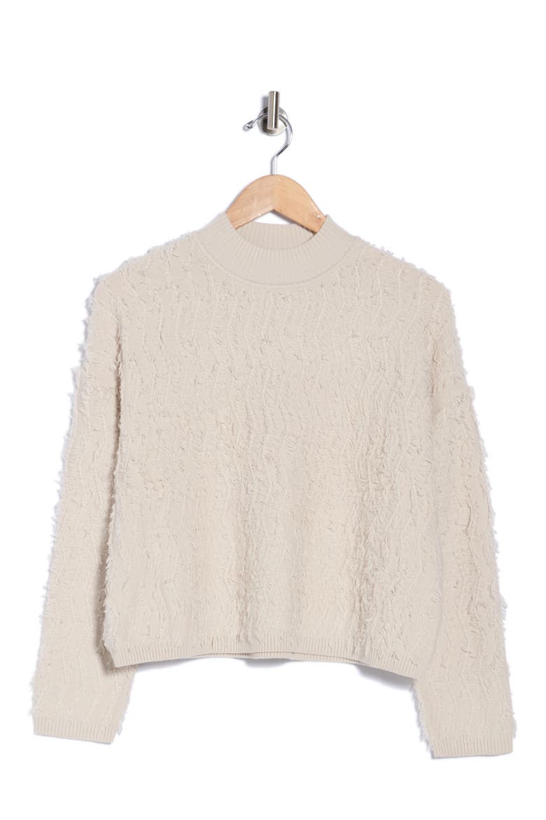 Fringe Mock Neck Crop Sweater, Main, color, PALE PLATINUM