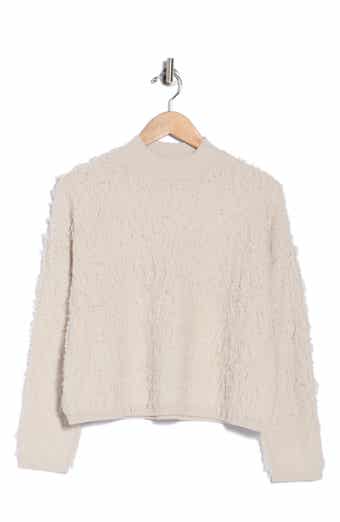 Fringe Mock Neck Crop Sweater