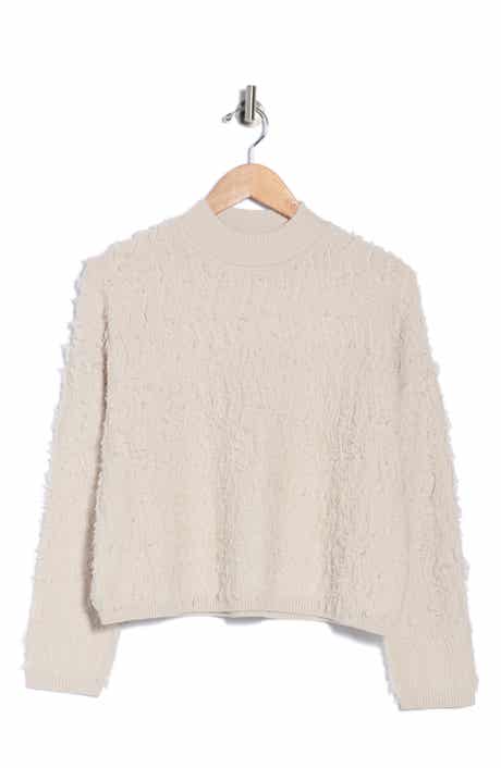 Fringe Mock Neck Crop Sweater