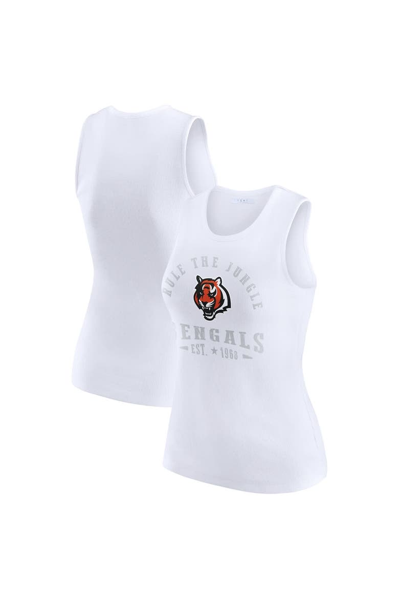 Women's WEAR by Erin Andrews  White Cincinnati Bengals Ribbed Graphic Tank Top, Main, color, White