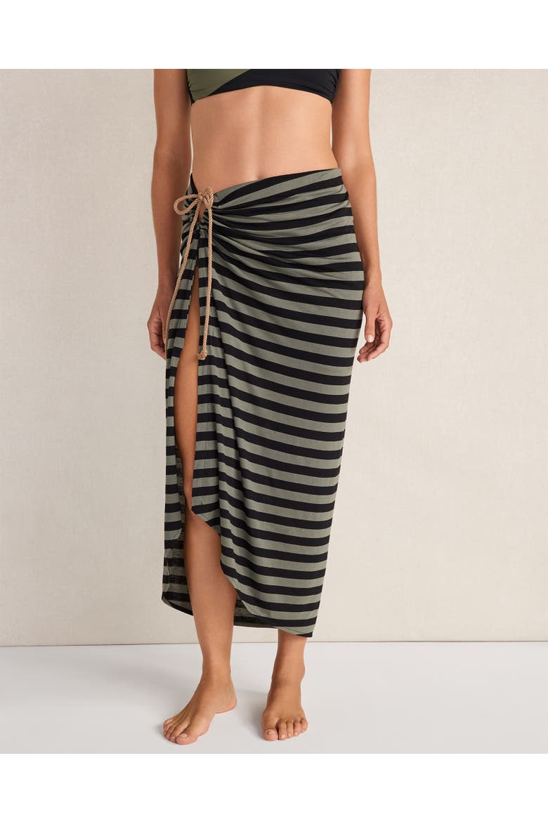 Knit Striped Sarong Skirt, Main, color, sand dune stripe deep willow