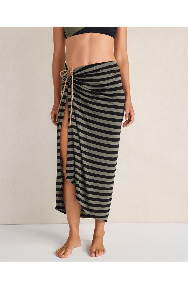 Haven Well Within Knit Striped Sarong Skirt, Main, color, Sand Dune Stripe Deep Willow