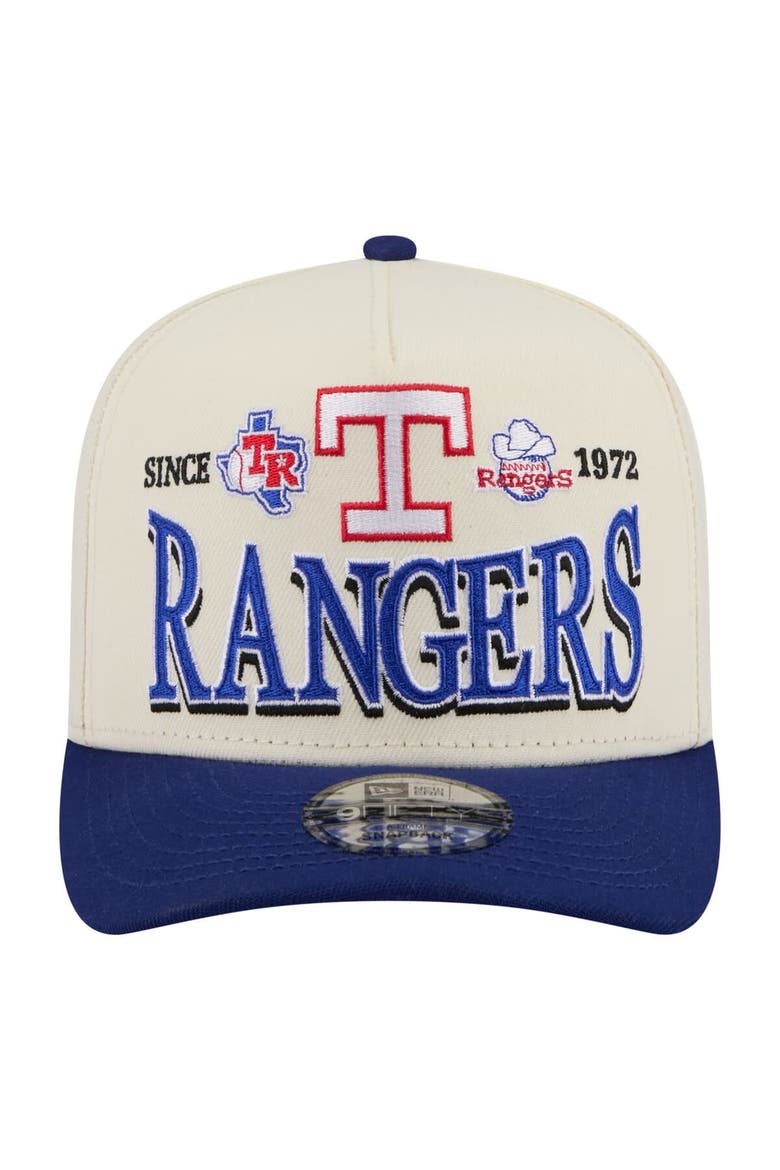 Men's New Era Cream Texas Rangers Throwback Tri-Hit A-Frame 9FIFTY Adjustable Hat, Alternate, color, Cream