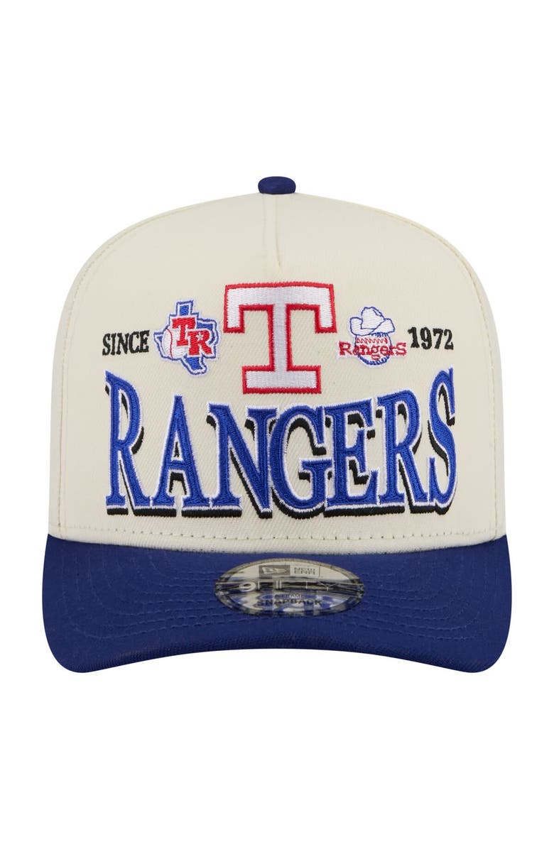 New Era Men's New Era Cream Texas Rangers Throwback Tri-Hit A-Frame 9FIFTY Adjustable Hat, Alternate, color, Cream
