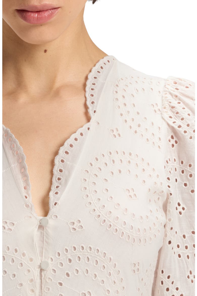Dabrody Long Sleeve Eyelet Midi Dress, Alternate, color, OPEN WHT