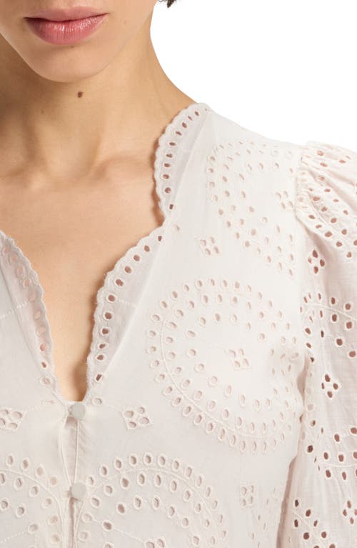 Hugo Boss Boss Orange Dabrody Long Sleeve Eyelet Midi Dress In White