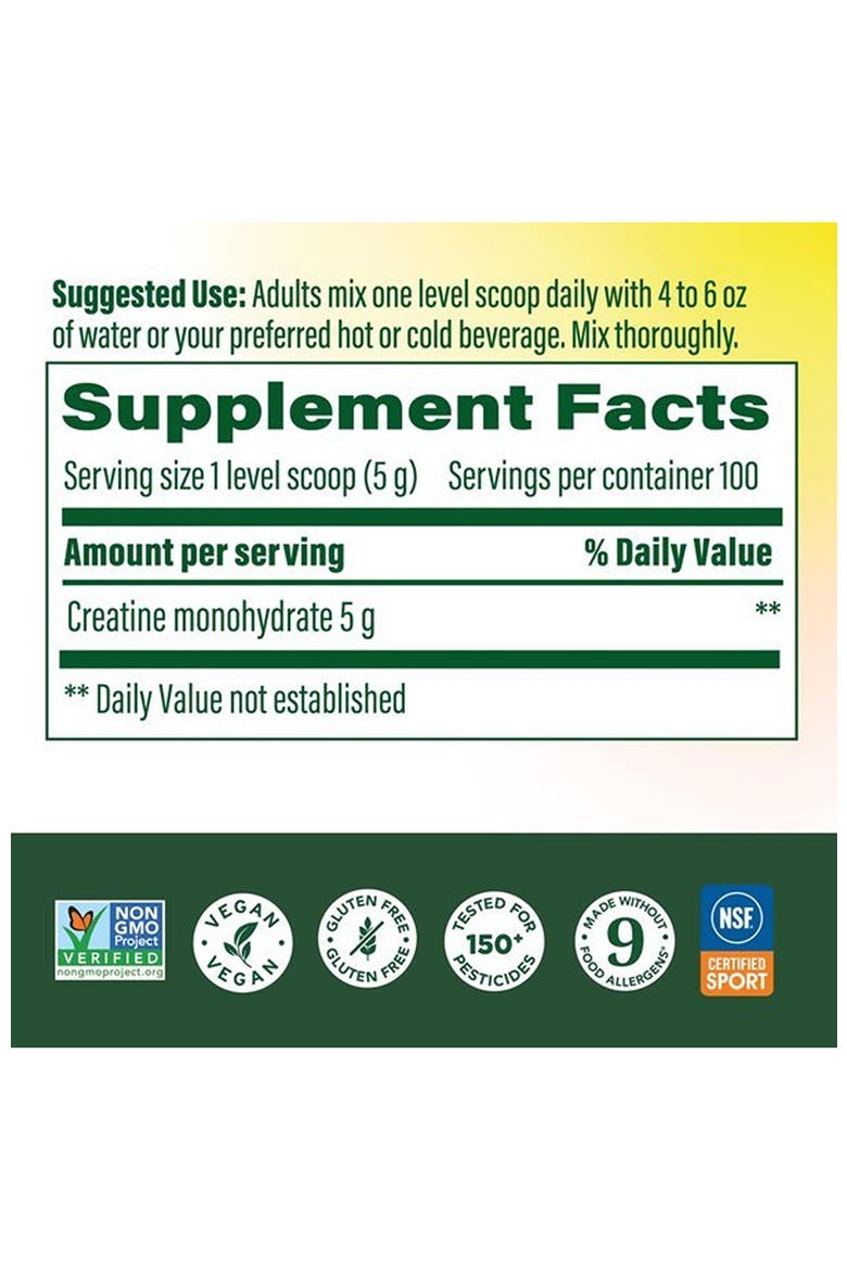 Creatine Monohydrate Powder, Micronized & Unflavored Post & Pre Workout Powder, Nsf Certified For Sport, 500g, Alternate, color, None
