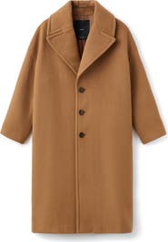 MANGO Selection Notched Lapel Virgin Wool Blend Coat