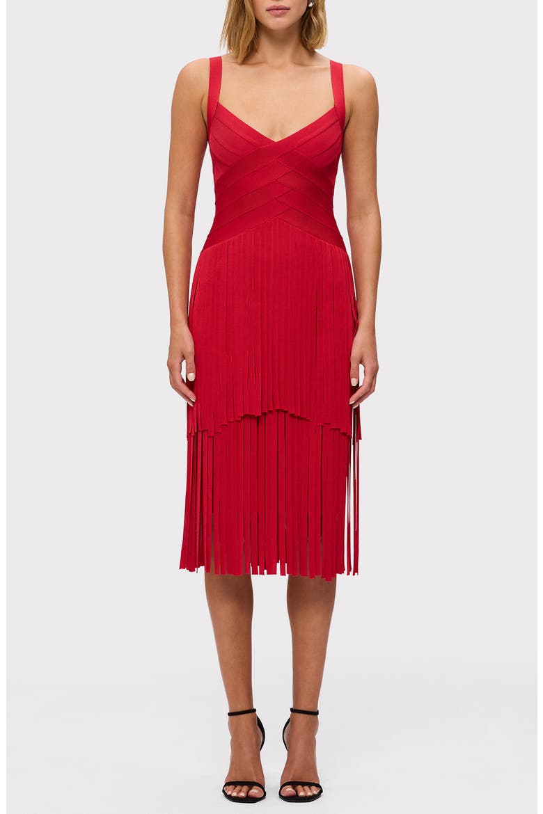 The Mischa Fringe Midi Dress, Main, color, LIPSTICK RED