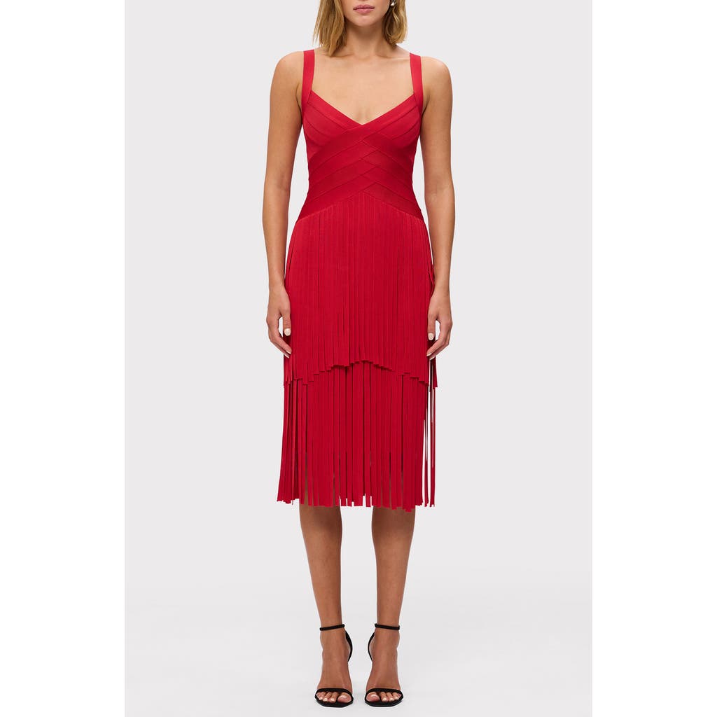 Herve Leger The Mischa Dress In Lipstick Red