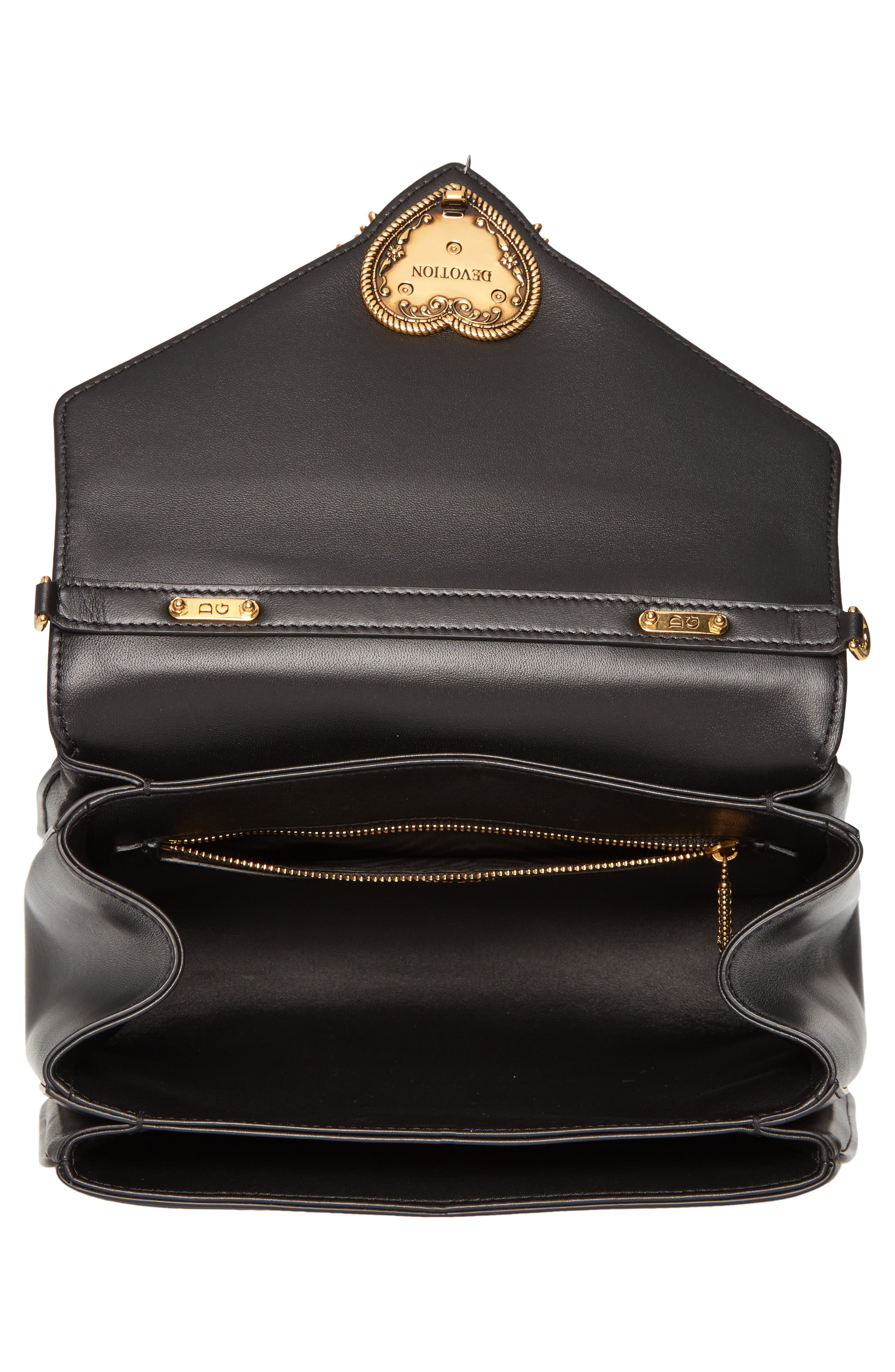 Dolce&Gabbana Devotion Leather Top Handle Bag, Alternate, color, 