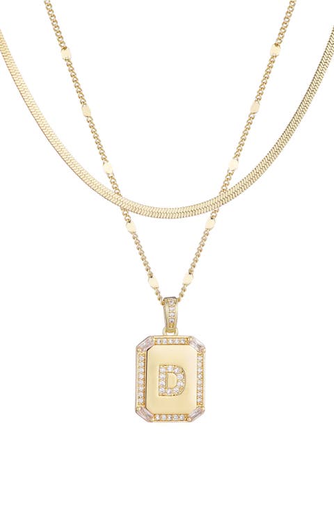 Initial Tag Pendant Necklace