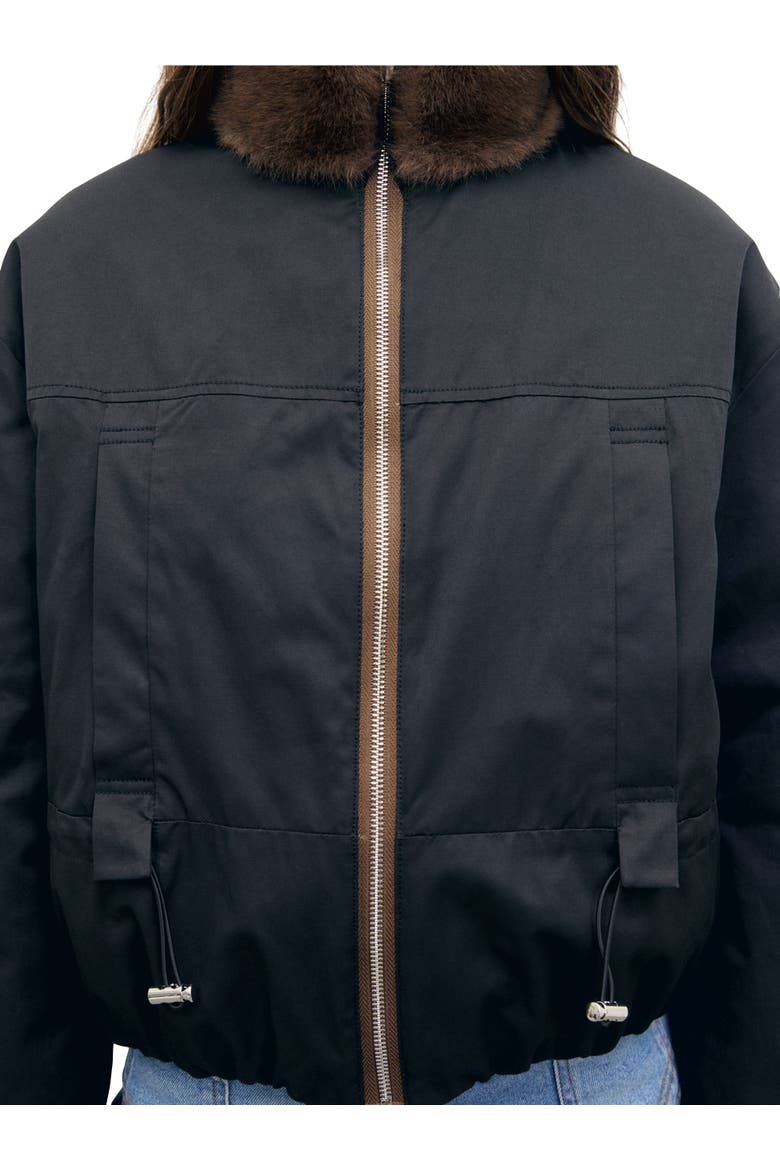 Sculpted Cropped High Neck Bomber Jacket, Alternate, color, Cigar