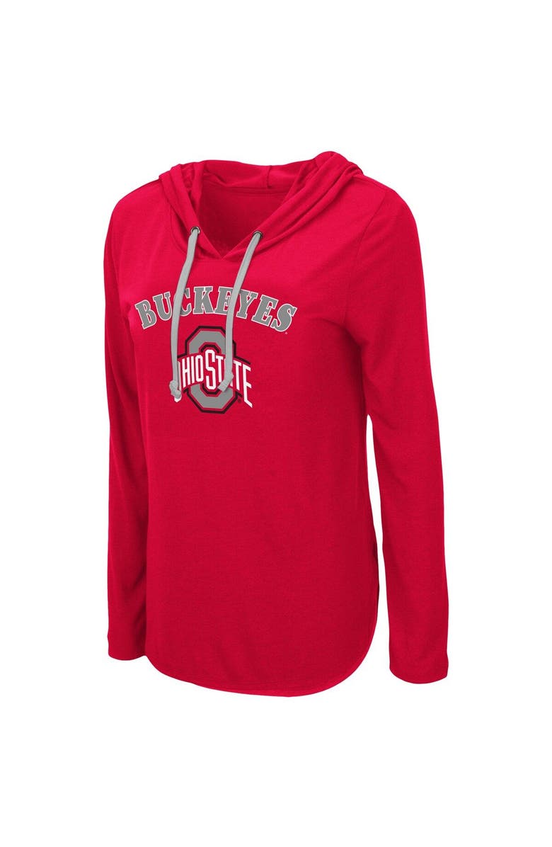 COLOSSEUM Women's Colosseum Scarlet Ohio State Buckeyes My Lover Lightweight Hooded Long Sleeve T-Shirt, Alternate, color, Scarlet