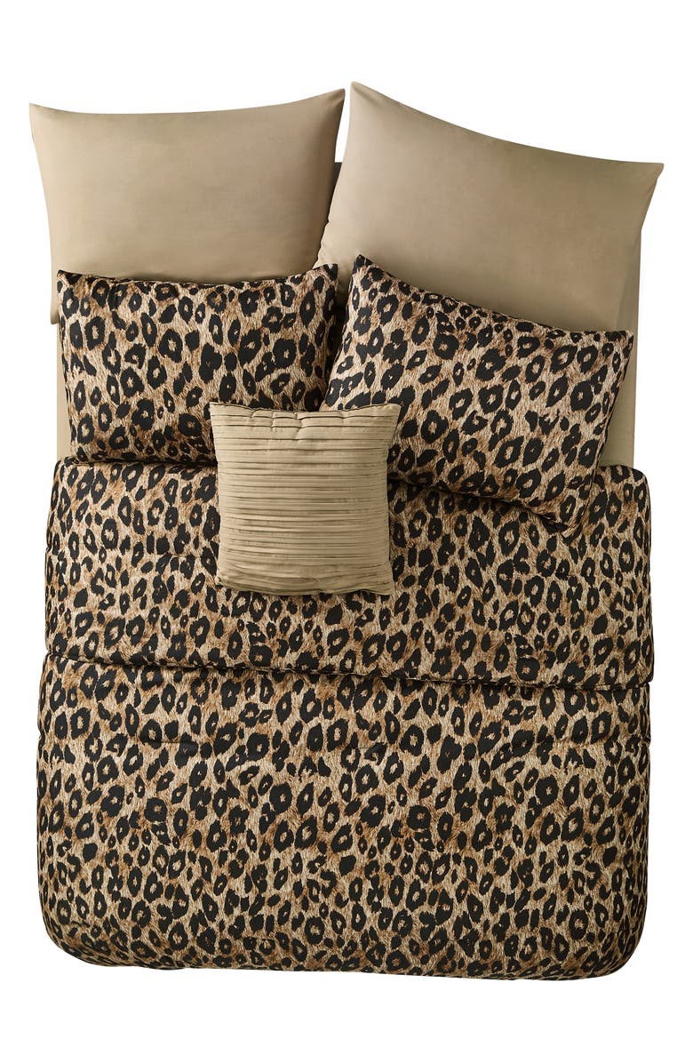 VCNY HOME Cheetah Print 8-Piece Reversible Comforter & Shams Set, Main, color, Brown