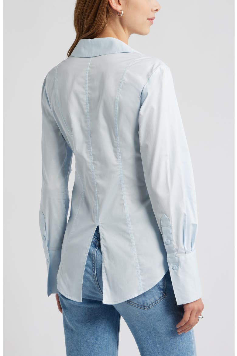 Seam Detail Split Back Stretch Cotton Poplin Shirt, Alternate, color, BLUE BREEZE