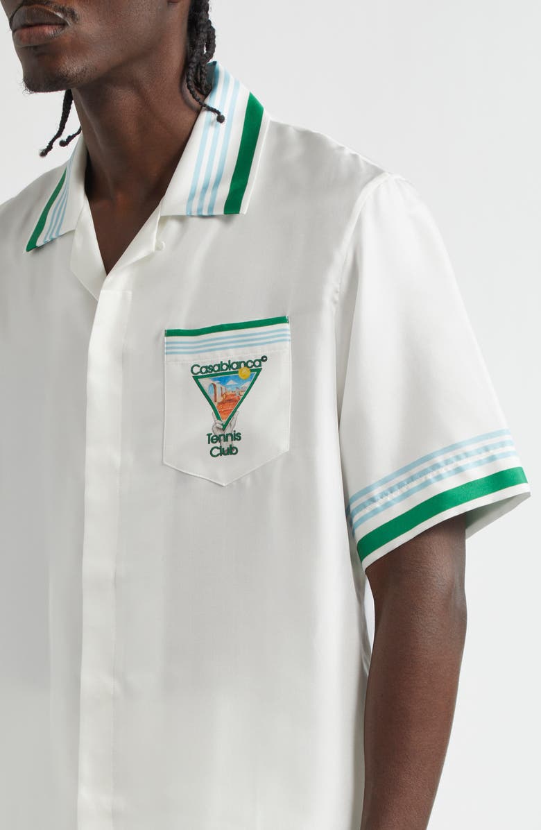 Casablanca Metaphysical Tennis Icon Silk Camp Shirt, Alternate, color, 