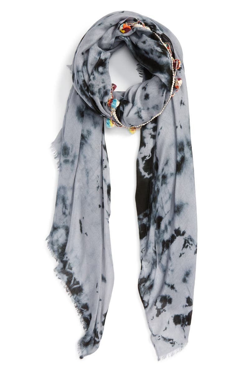 Lulla Collection by Bindya Pom Pom Trim Scarf, Main, color, 