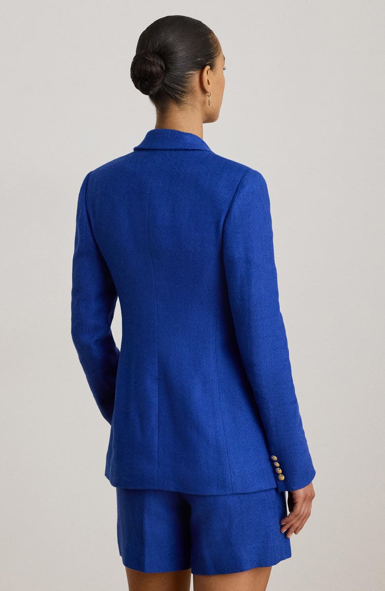 Lauren Ralph Lauren Ryen Houndstooth Cotton & Linen Blazer, Alternate, color, Cruise Royal Blue