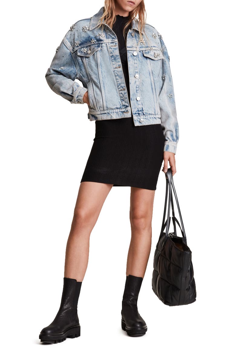 Monty Embellished Denim Jacket, Alternate, color, LIGHT INDIGO