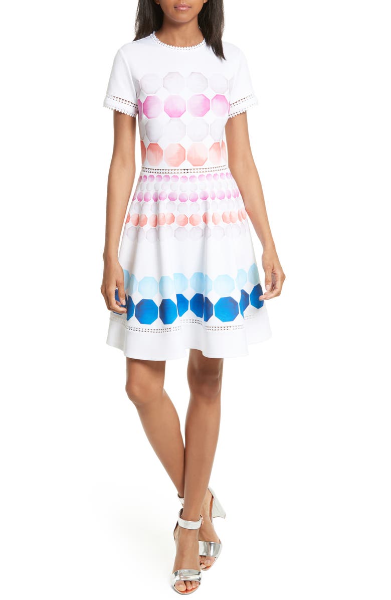Ted Baker London Myley Marina Mosaic Skater Dress, Main, color, 