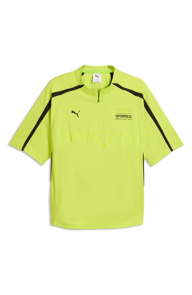PUMA x AMF1 Lifestyle Short Sleeve Quarter Zip Jersey, Main, color, Lime Shimmer