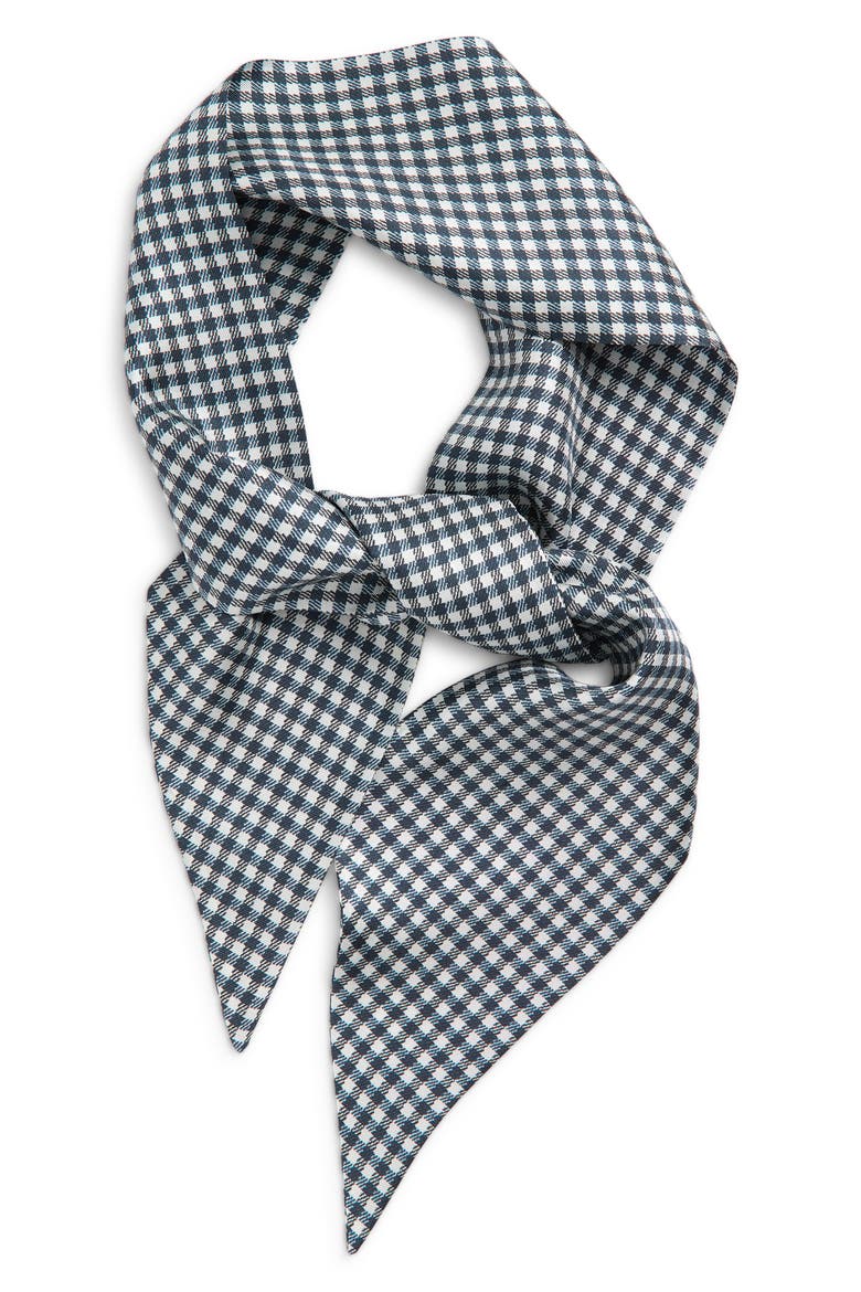 Gingham Ribbon Silk Scarf, Alternate, color, COASTAL BLUE