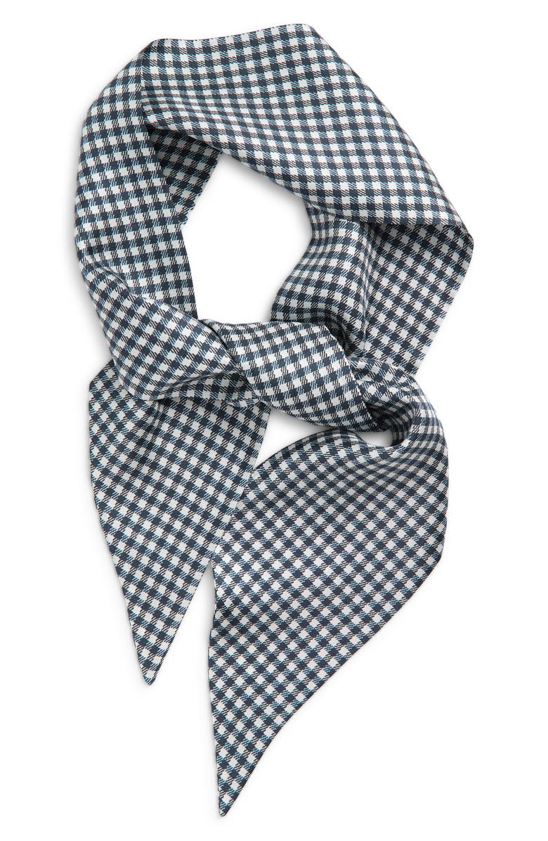 Vince Gingham Ribbon Silk Scarf, Main, color, Coastal Blue