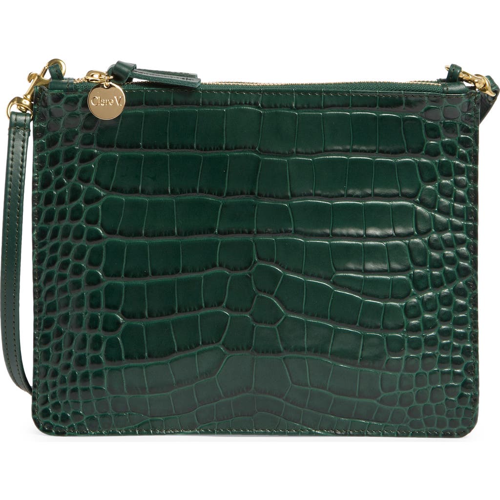 Clare V . Margot Croc Embossed Crossbody Bag