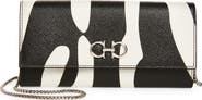 FERRAGAMO Double Gancio Stripe Leather Wallet on a Chain
