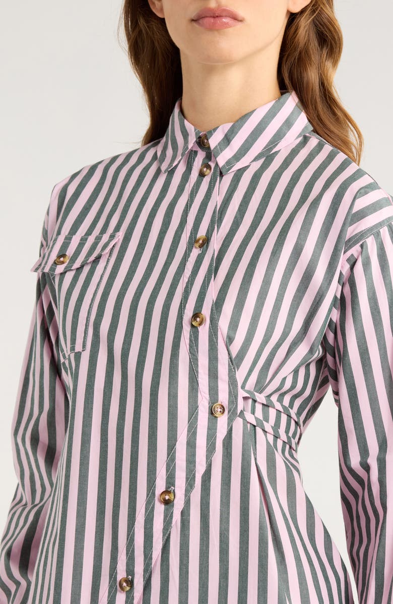 Damson Madder Lux Asymmetric Organic Cotton Shirt, Alternate, color, Pink Multi