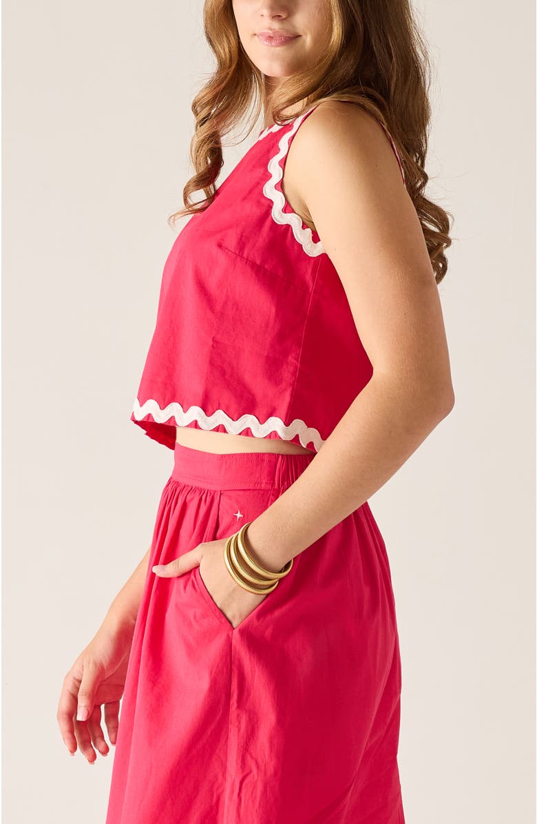 Voyageur by MERSEA Luna Cropped Ric Rac Tank, Alternate, color, Cherries Jubilee