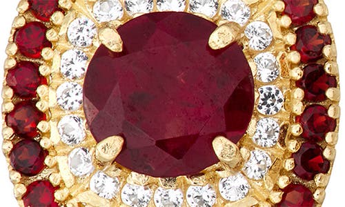 Fzn 10k Gold Garnet & Lab Created White Sapphire Stud Earrings In Gold