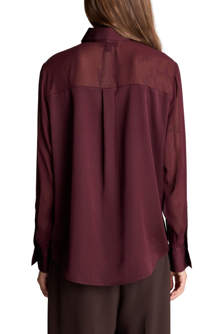 Sheer Panel Long Sleeve Shirt, Alternate, color, SUGAR BEET