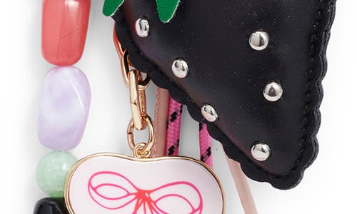 Chelsea28 Strawberry & Bow Beaded Faux Leather Bag Charm In Multi