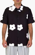 VAST Flower Patch Aqua Terra Performance Short Sleeve Button-Up Shirt