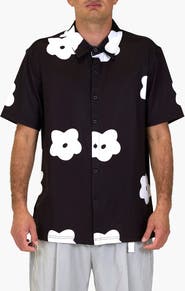 VAST Flower Patch Aqua Terra Performance Short Sleeve Button-Up Shirt
