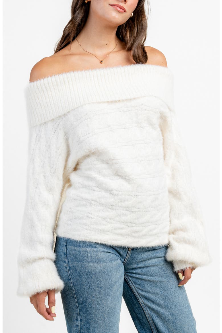 Oversize Off the Shoulder Sweater, Alternate, color, IVORY