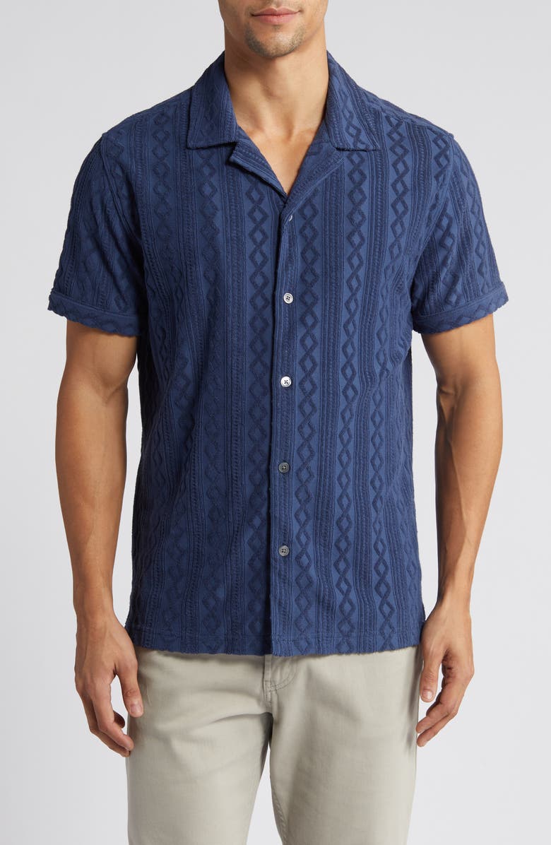 Rails Maverick Textured Knit Camp Shirt, Main, color, 