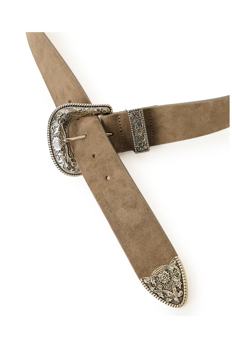 Frank Suede Western Belt, Alternate, color, ELEPHANT SILVER