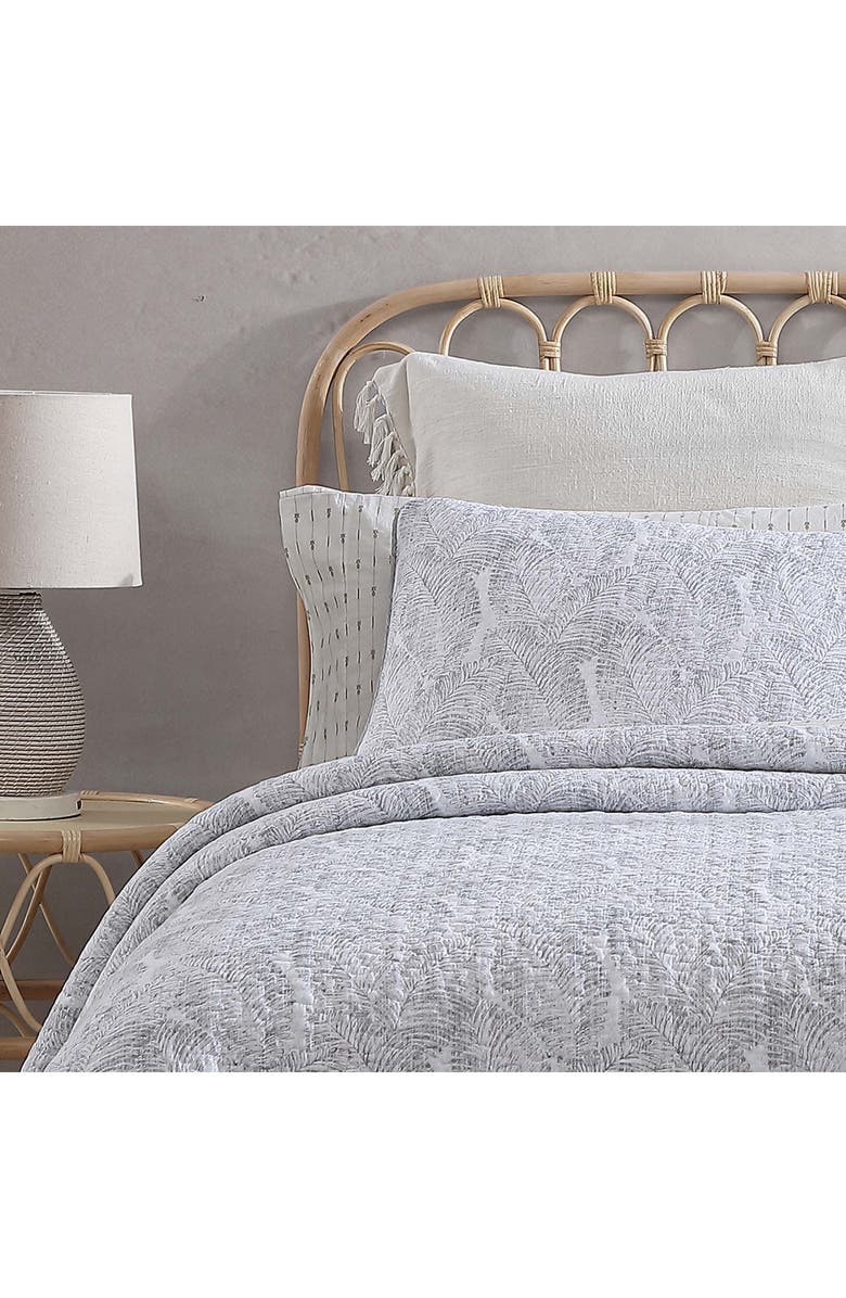 Tommy Bahama Distressed Water Leaves Reversible Quilt & Sham Set, Alternate, color, Pelican Grey