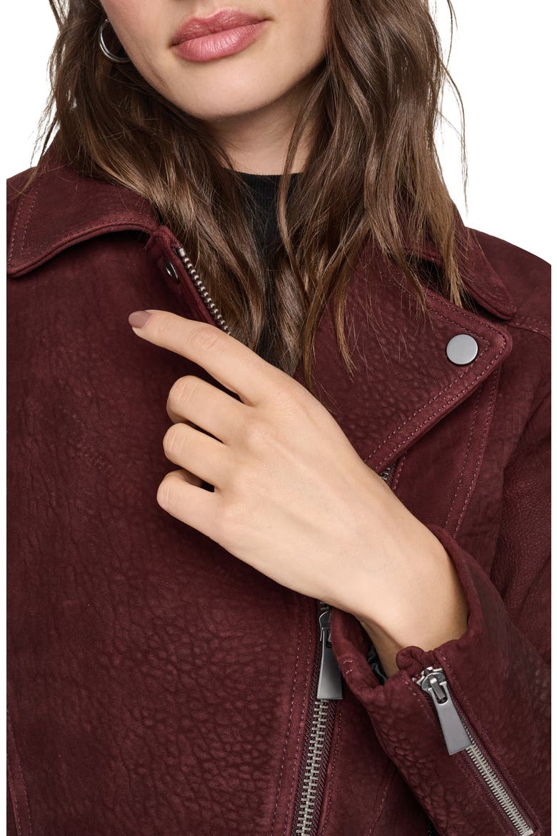 Heritage Castile Nubuck Leather Moto Jacket, Alternate, color, AUBERGINE