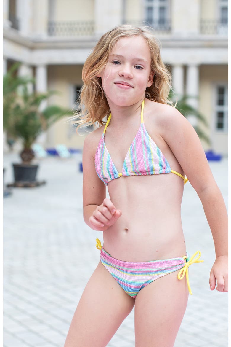 Rainbow Striped Triangle with Side-Tie Details Two-Piece Bikini, Alternate, color, Multicolor