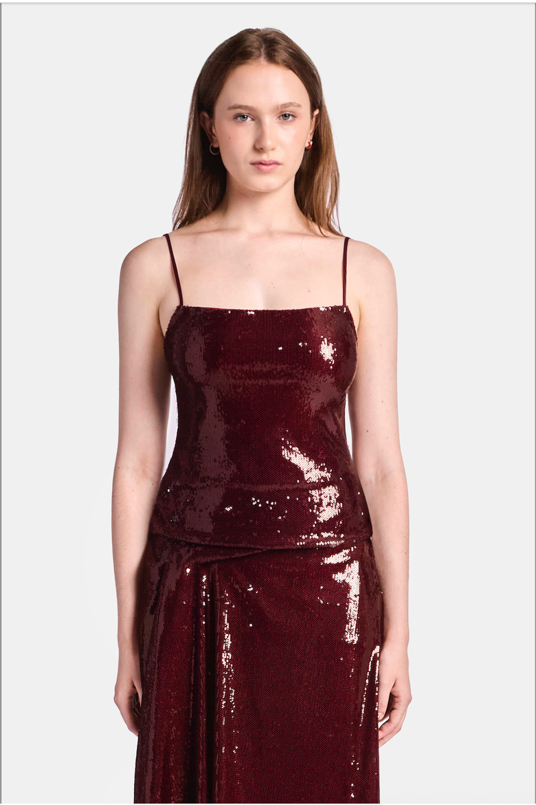 Camille Sequin Maxi Skirt, Main, color, Burgundy