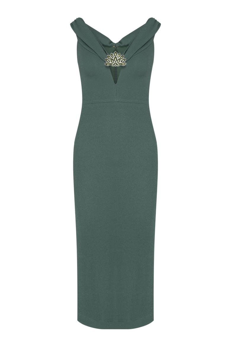 Hilda Knit Off Shoulder Midi Dress, Alternate, color, DARK GREEN