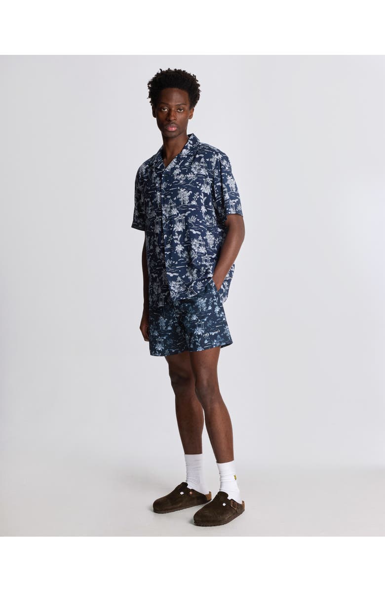 Lyle & Scott Botanical Garden Print Resort Shirt, Alternate, color, Dark Navy