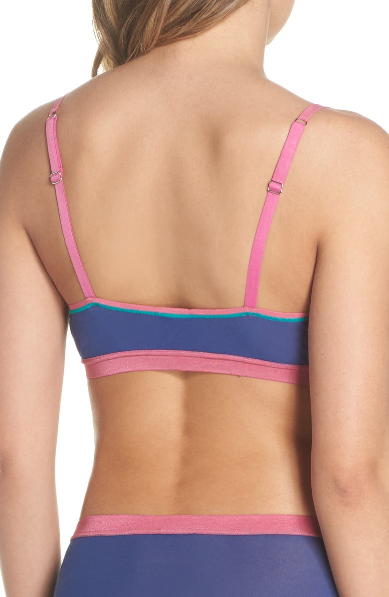 Cosabella Mixed Mesh Crossover Bralette, Alternate, color, Jung Green/ Marblu