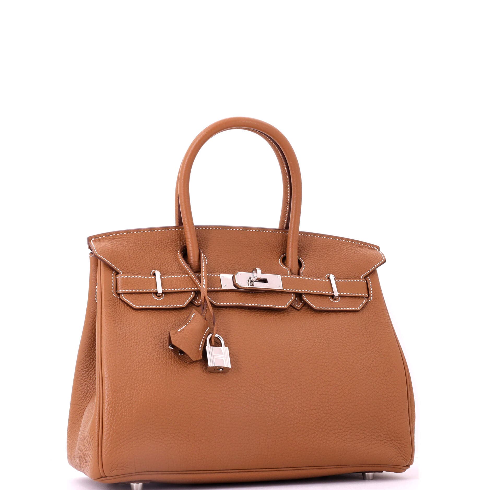 Pre-Owned Hermes Birkin Handbag Brown Togo with Palladium Hardware 30, Alternate, color, Gold