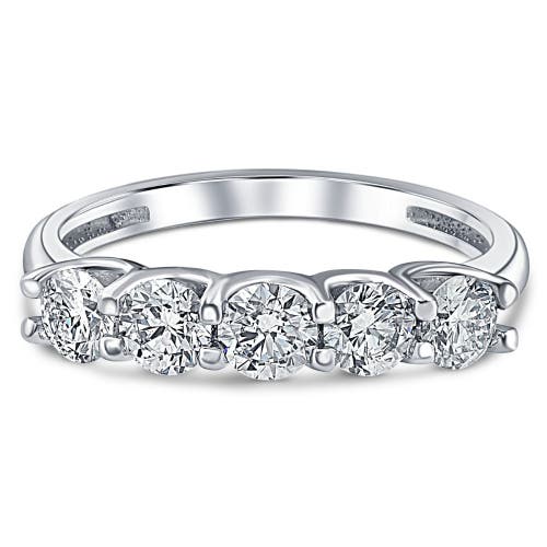 Bliss Diamond 1ct T.w. Five Stone Diamond Wedding Ring 14k Or Gold Lab Grown In 14k White Gold